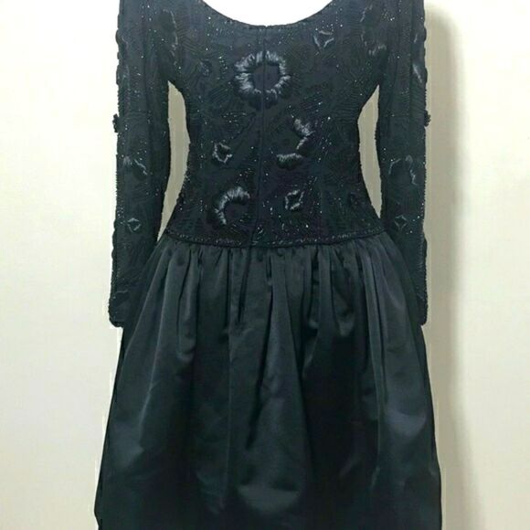 Jeet Vintage Black Drop Waist 100% Silk Handmade Dress Saks Fifth Avenue - Picture 6 of 9
